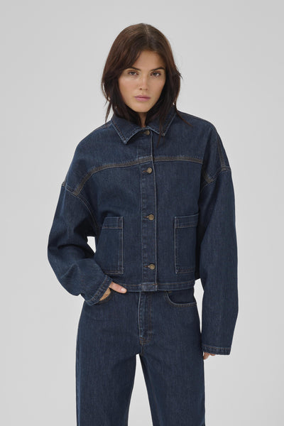 MWMalle 139 Deco Denim Jacket Dark Blue Un-Wash - 10705268 Thumbnail