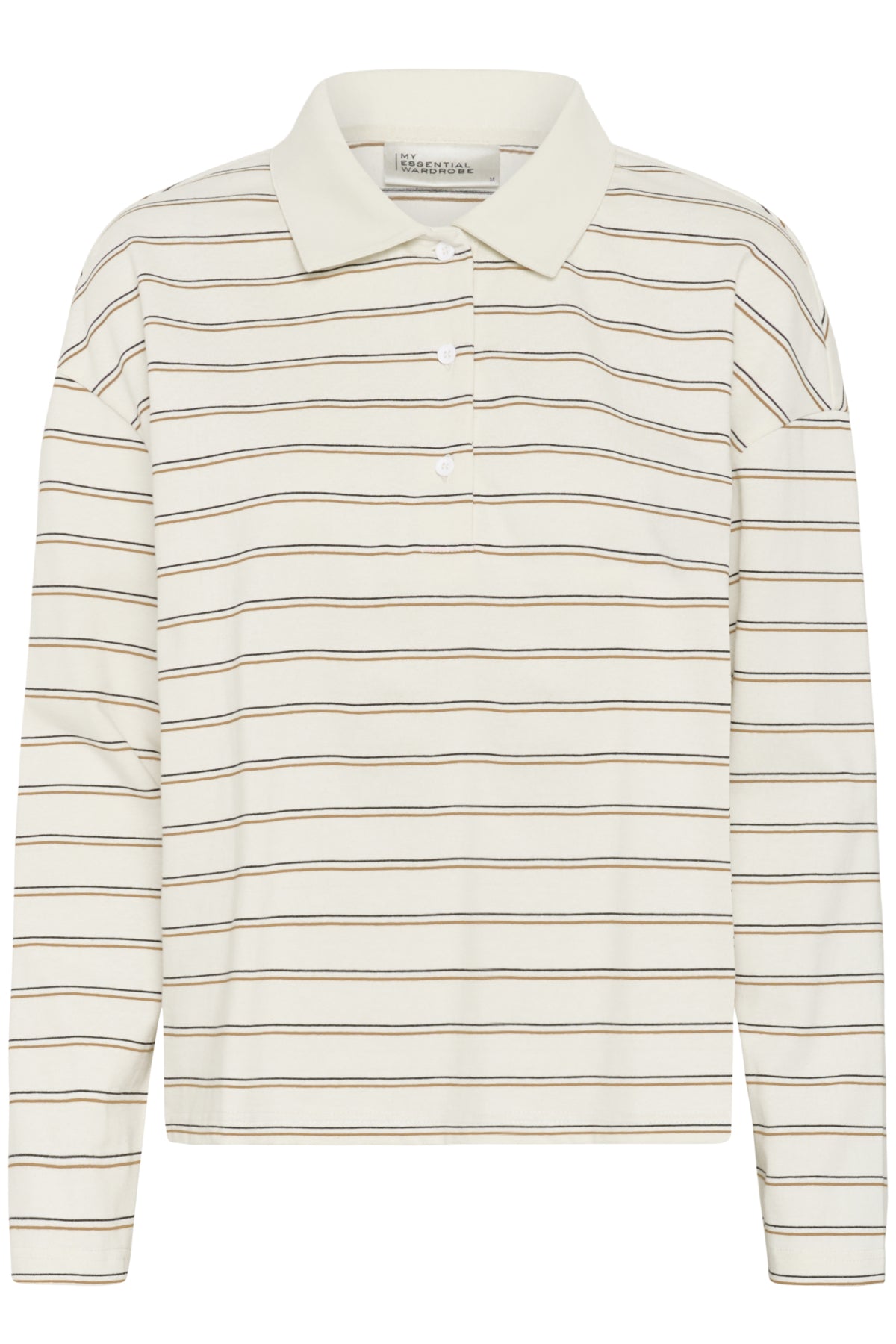 AnnaMW LS Polo Blouse Snow White Striped - 10705296