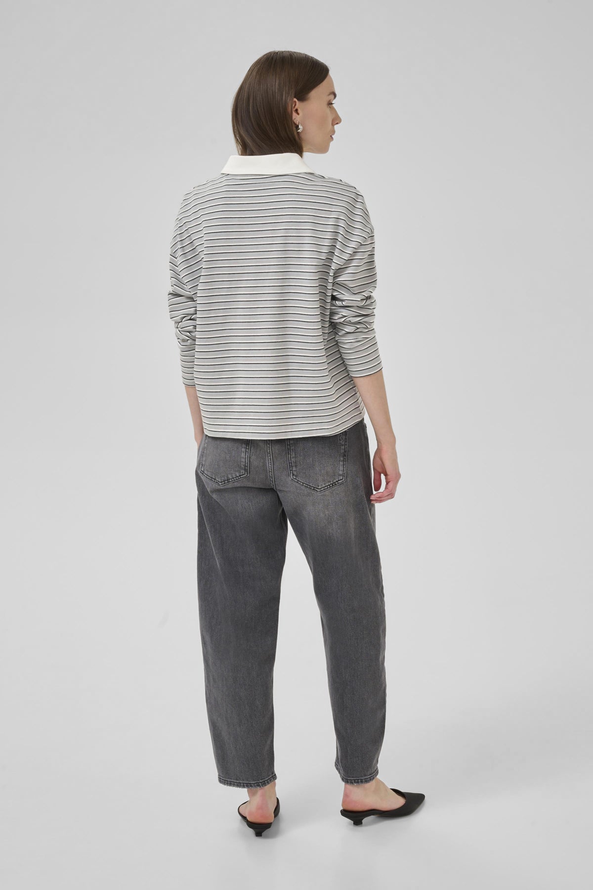 KlaraMW LS Polo Blouse Peal Blue Striped - 10705297