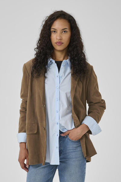 TaraMW Suede Blazer COGNAC - 10705298 Thumbnail