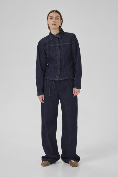 MWFiluca 143 Short Shirt Dark Blue Un-Wash - 10705305 Thumbnail