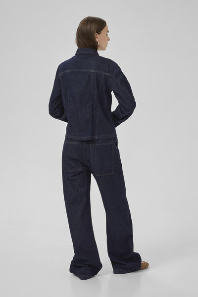 MWFiluca 143 Short Shirt Dark Blue Un-Wash - 10705305 Thumbnail