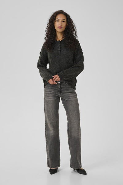 PalomaMW Polo Pullover Mörkgråmelerad - 10705312 Thumbnail