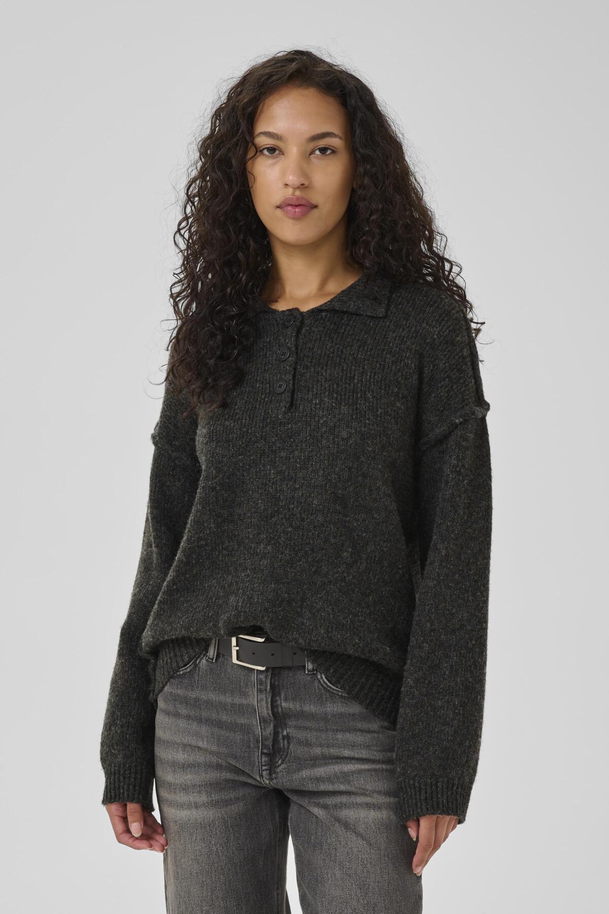 PalomaMW Polo Pullover Mörkgråmelerad - 10705312