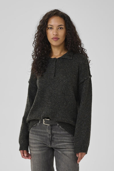 PalomaMW Polo Pullover Mörkgråmelerad - 10705312 Thumbnail
