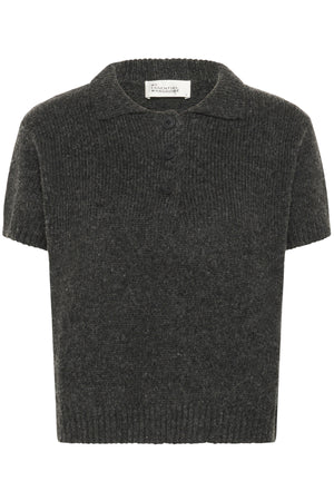 PalomaMW Knit Polo SS Mörkgråmelerad - 10705313