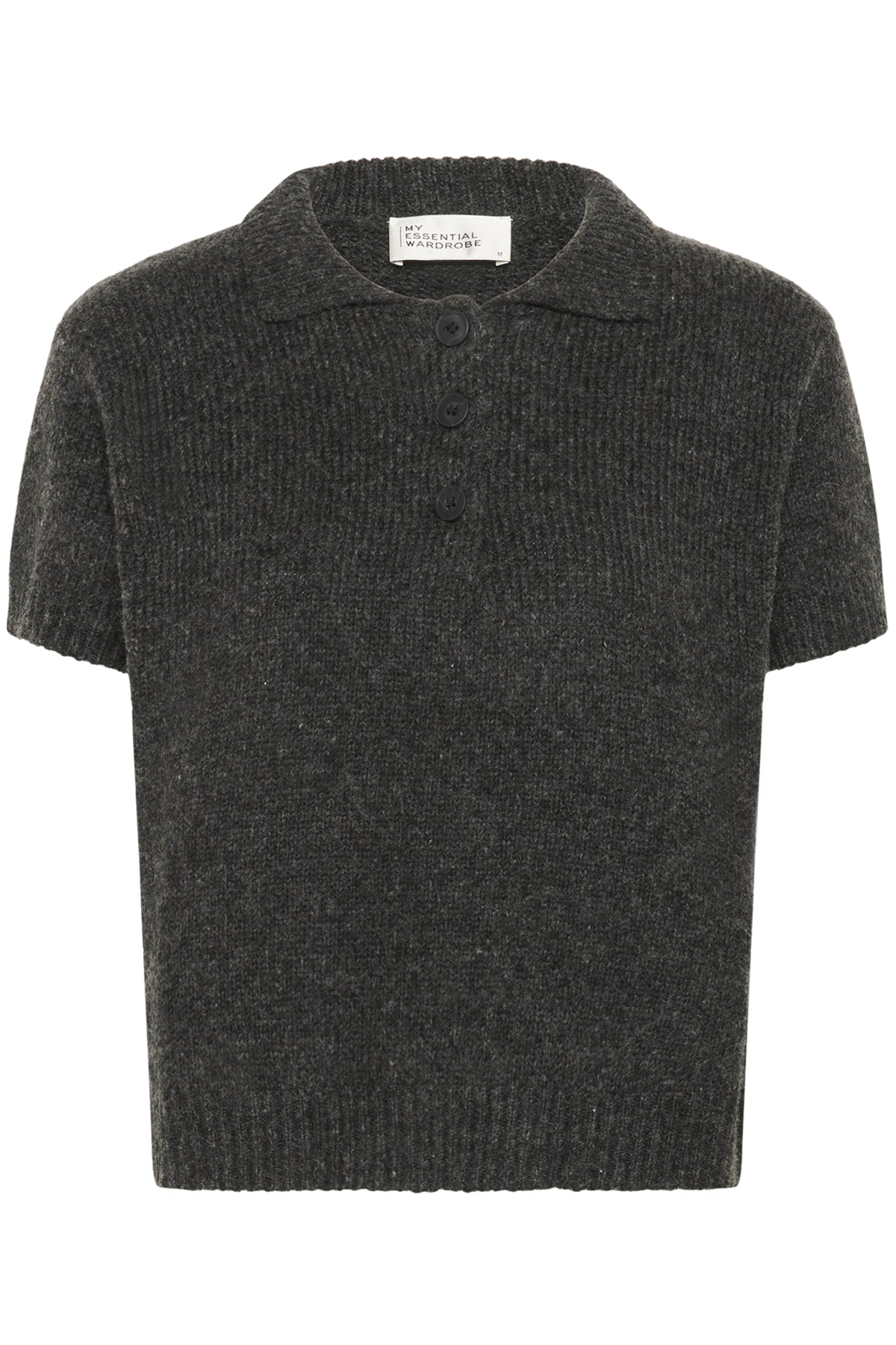 PalomaMW Knit Polo SS Mörkgråmelerad - 10705313