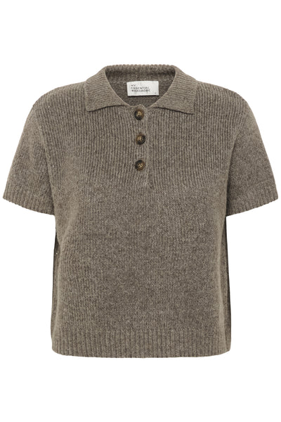 PalomaMW Knit Polo SS Brown Melange - 10705313 Thumbnail