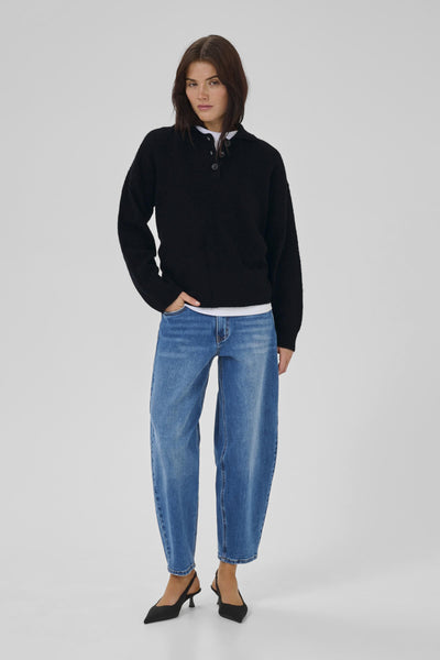SivaMW Stickad Polotröja Svart - 10705316 Thumbnail