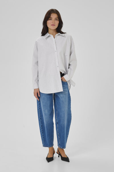 JeanMW Boxy Shirt PearlBlue Striped - 10705358 Thumbnail