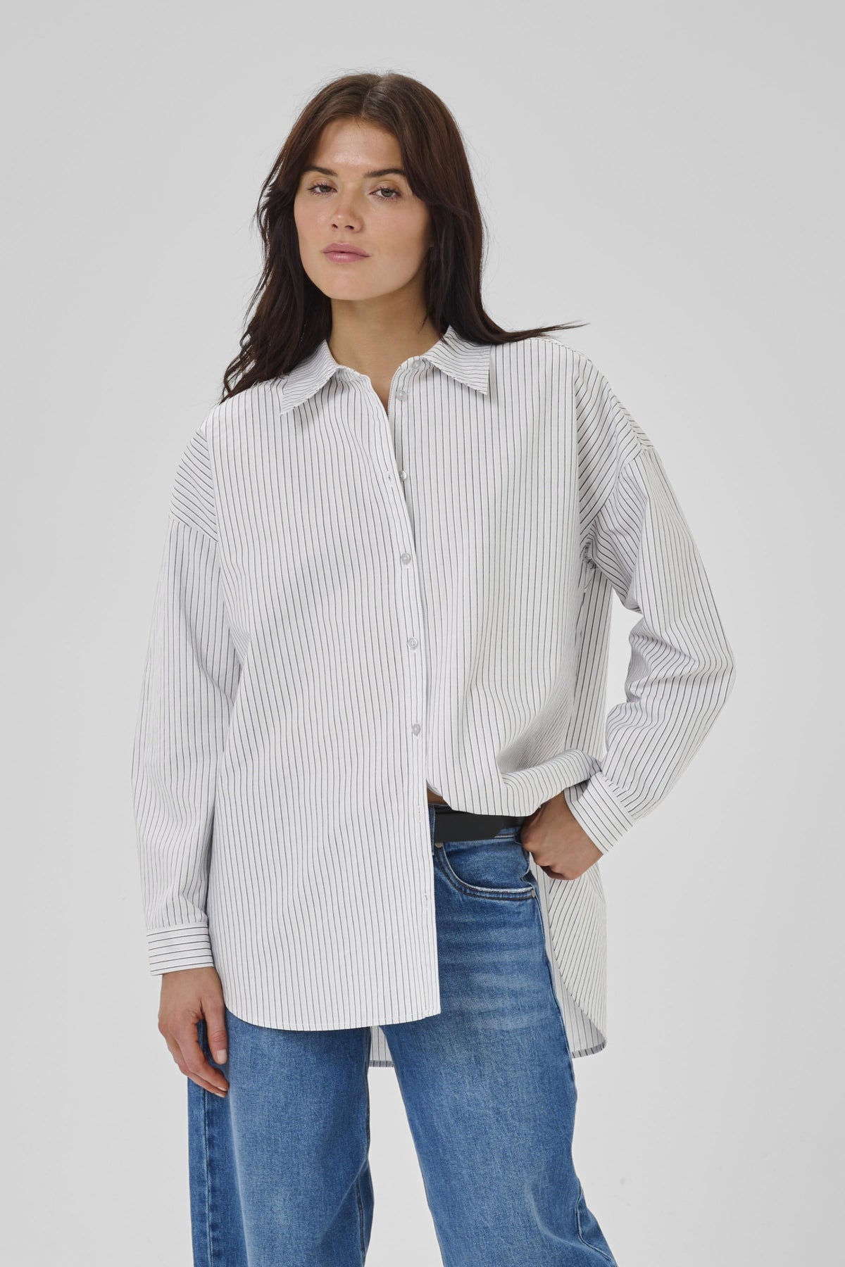 JeanMW Boxy Shirt PearlBlue Striped - 10705358