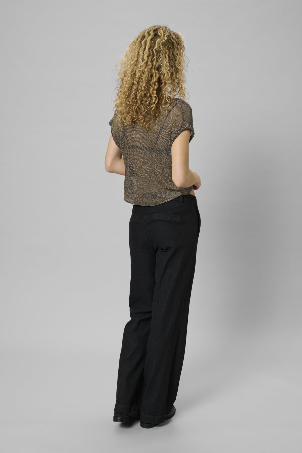 MWOlly Stickad Waterfall-topp Black Amber Metallic - 108902 - 10705368