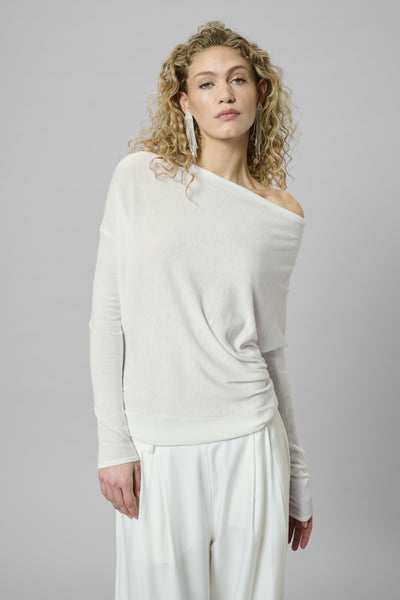 MWPolly Waterfall Knit Blouse Snow White - 110602 - 10705397 Thumbnail