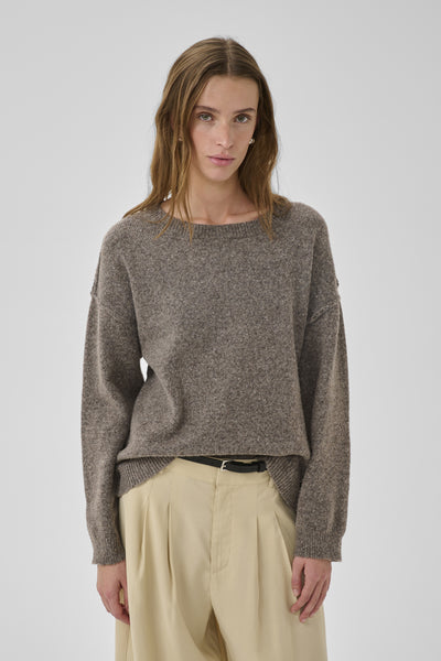 MWPaloma Fine Knit Pullover Brown melange - 108621 - 10705454 Thumbnail