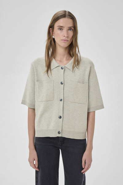 MWStino Stickad kofta Medium Grey Melange - 109308 - 10705473 Thumbnail