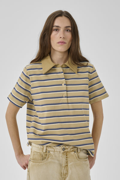 MWAsla Polo Tee Light Capers Randig - 109233 - 10705474 Thumbnail