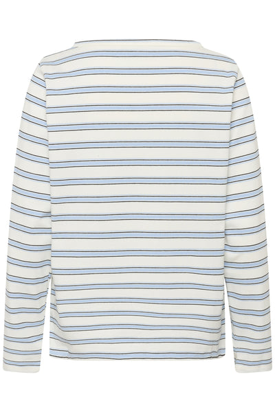 MWAsla Båthalsad Blus Snövit Randig - 108453 - 10705475 Thumbnail