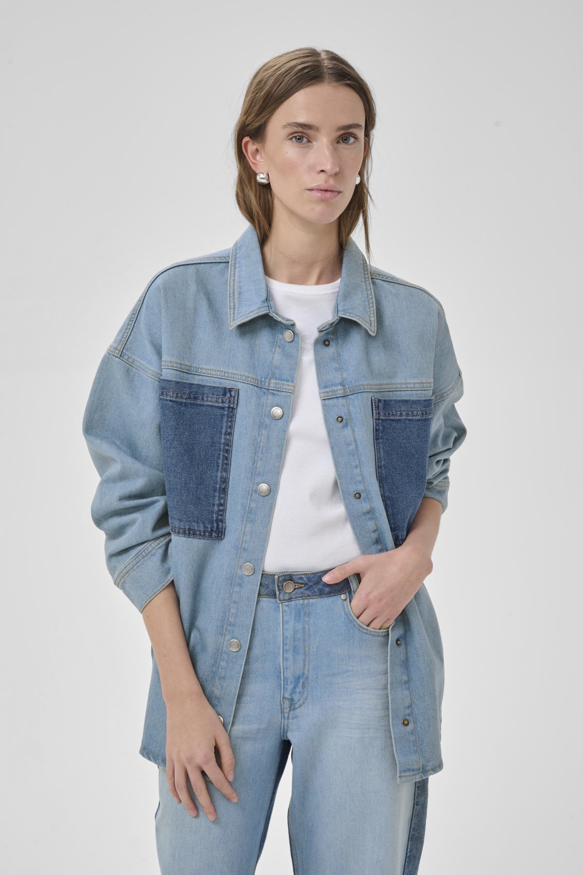 MWMazie 139 Boxy Mix Shirt Light Blue/ Blue Wash - 100051 - 10705482