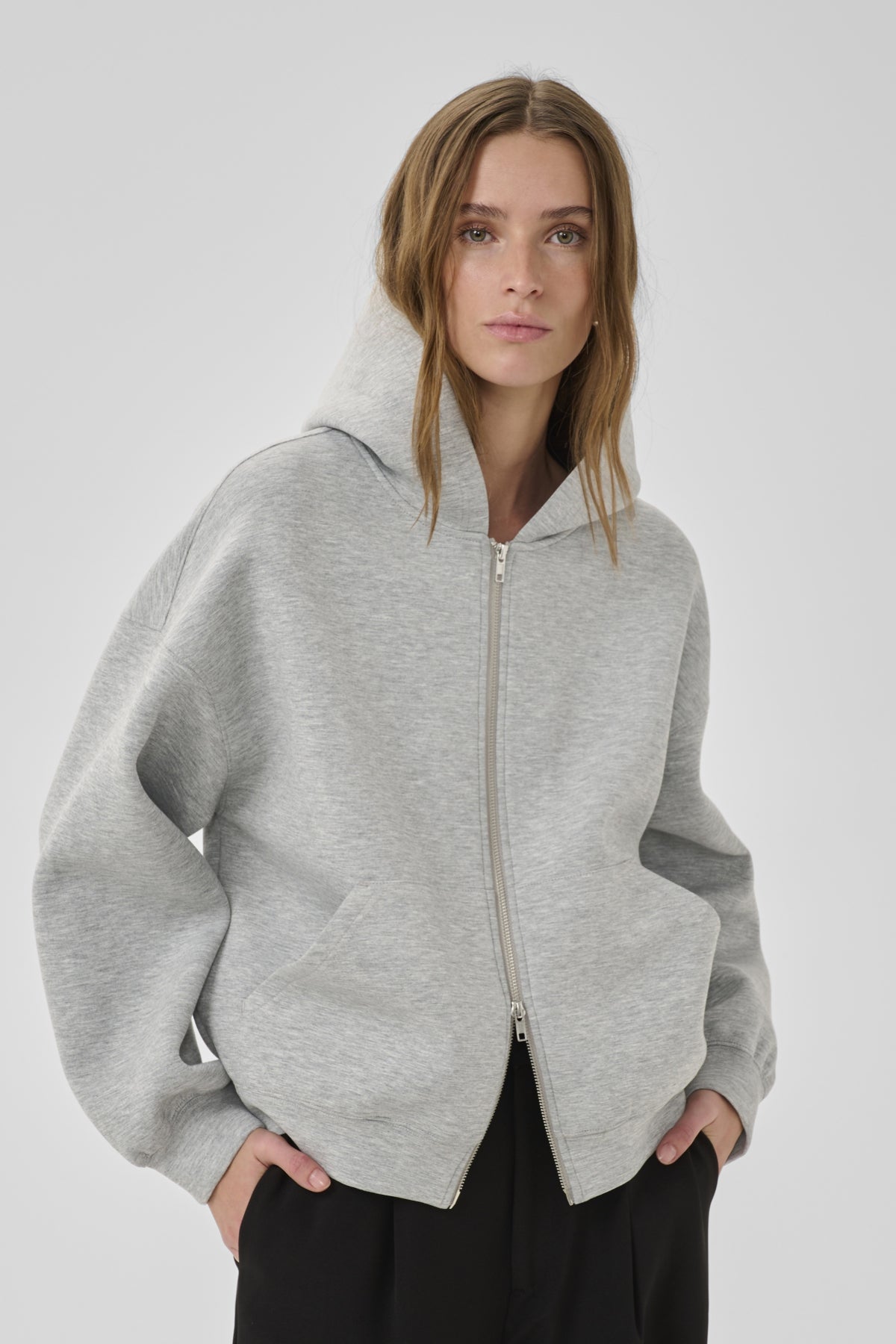 MWAsine Hoodie Ljusgråmelerad - 100378 - 10705509