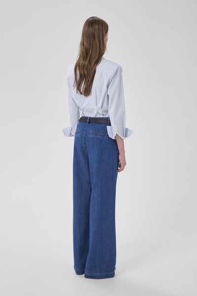 MWFeline Shaped Shirt Cashmere Blårandig - 109266 - 10705512 Thumbnail