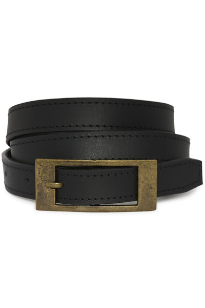 20 THE SIMPLE LEATHER BELT Black W. Antique Brass Buckle - 10705535 Thumbnail