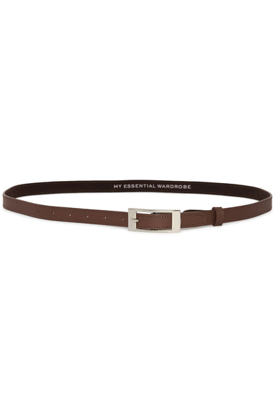 20 THE SIMPLE LEATHER BELT Brun M. Silverspänne - 10934 - 10705535 Thumbnail