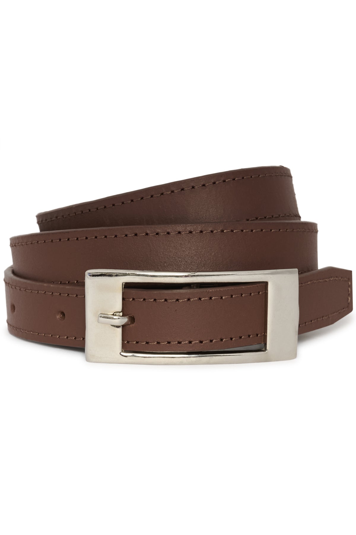 20 THE SIMPLE LEATHER BELT Brun M. Silverspänne - 10934 - 10705535