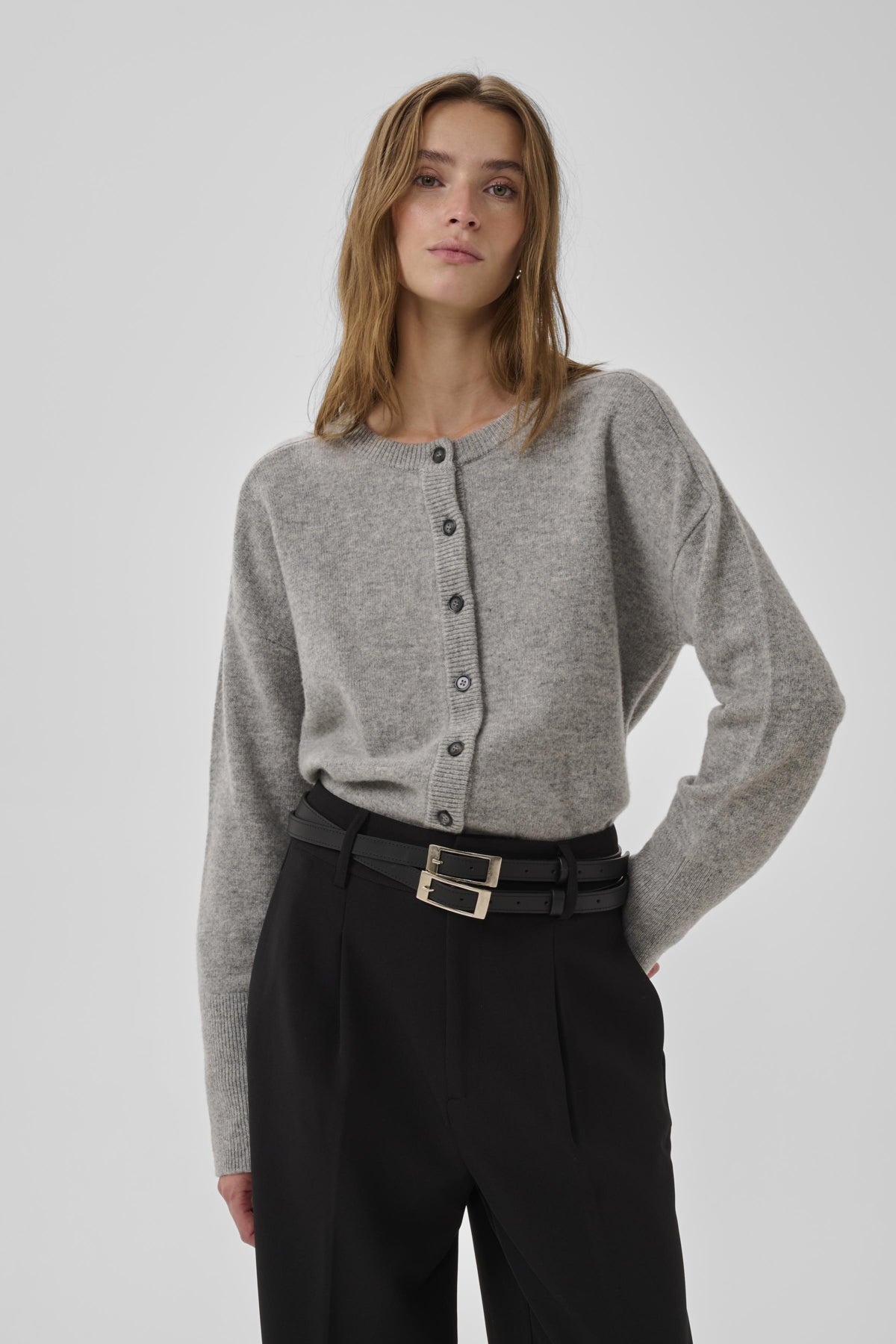 13 THE KNIT CARDIGAN Light Grey Melange - 100378 - 10705548