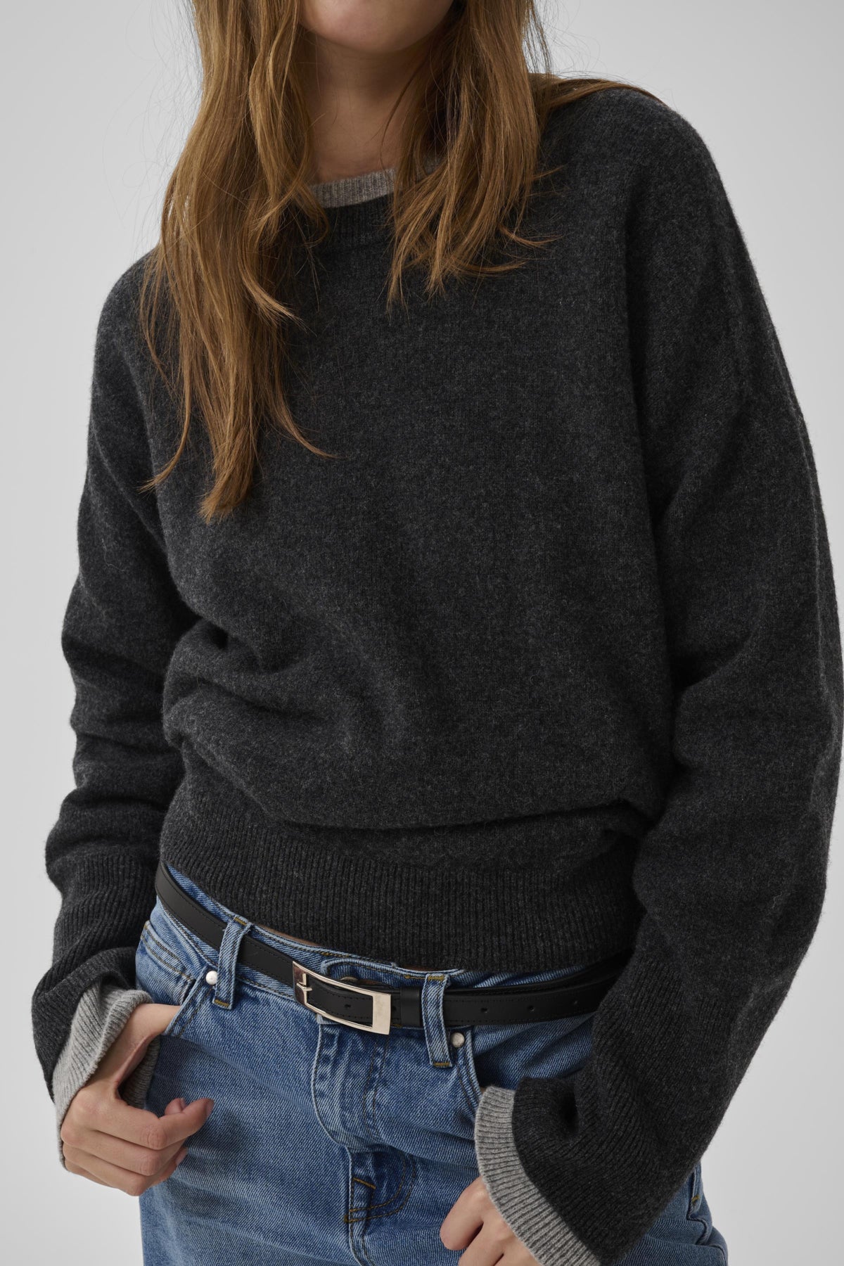 11 THE KNIT CREWNECK Dark Grey Melange - 100379 - 10705549
