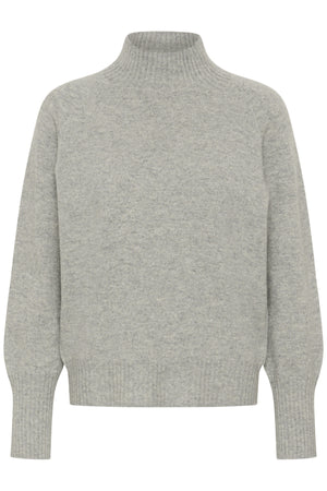 12 THE KNIT HIGH NECK Ljusgråmelerad - 100378 - 10705626