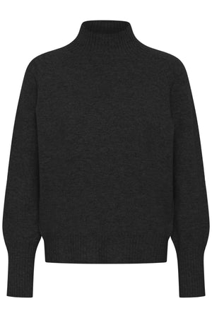 12 THE KNIT HIGH NECK Mörkgråmelerad - 100379 - 10705626