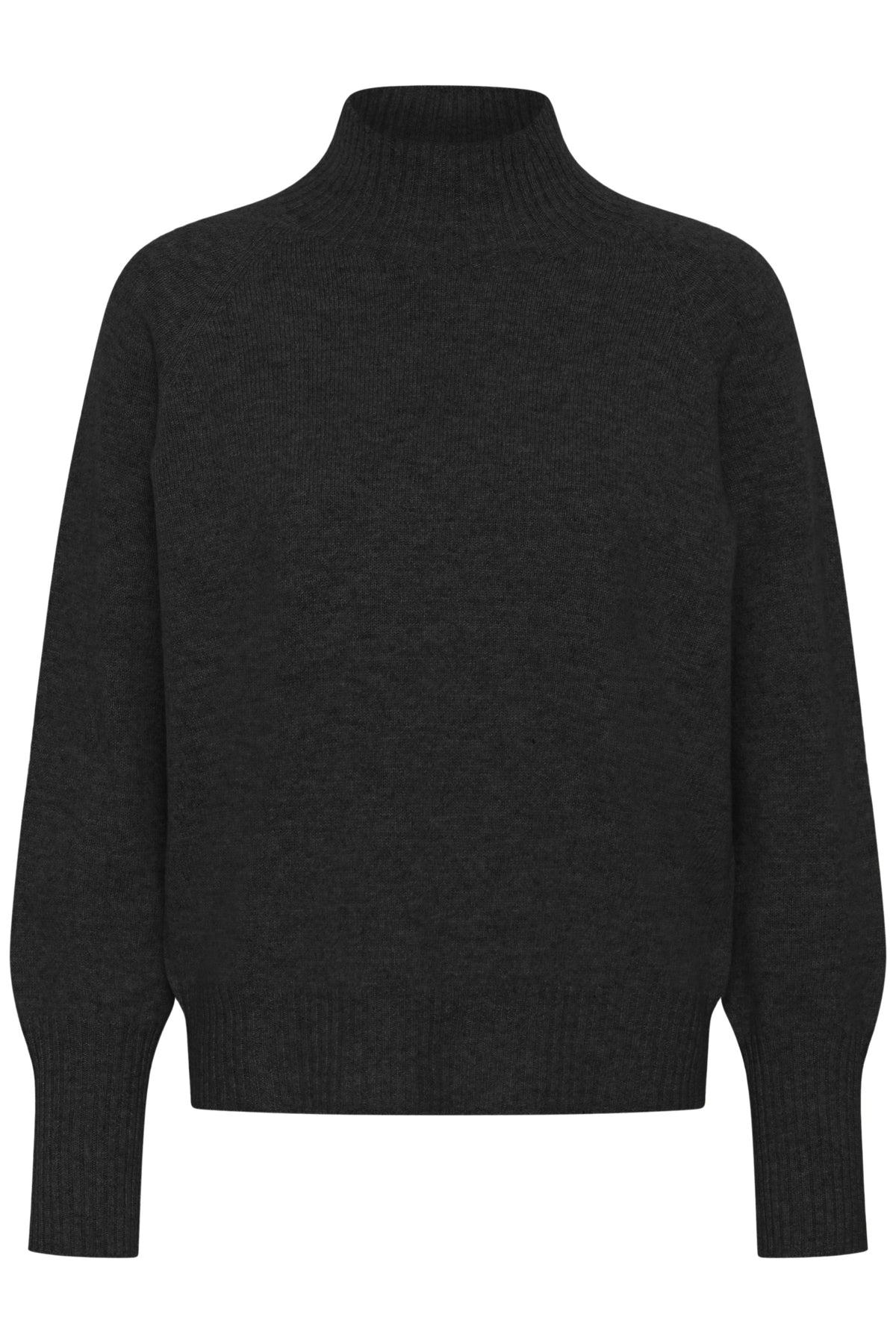 12 THE KNIT HIGH NECK Mörkgråmelerad - 100379 - 10705626