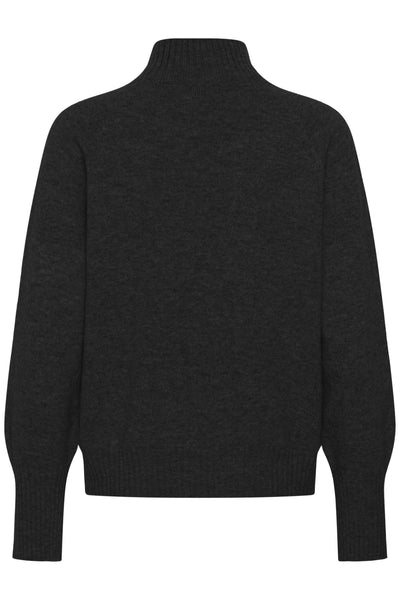 12 THE KNIT HIGH NECK Mörkgråmelerad - 100379 - 10705626 Thumbnail