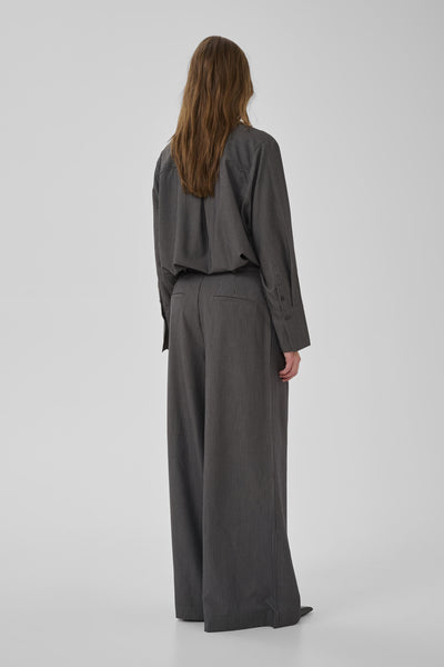 23 THE PINSTRIPED HIGH PANT Gråmelerad m. ränder - 10959 - 10705632 Thumbnail