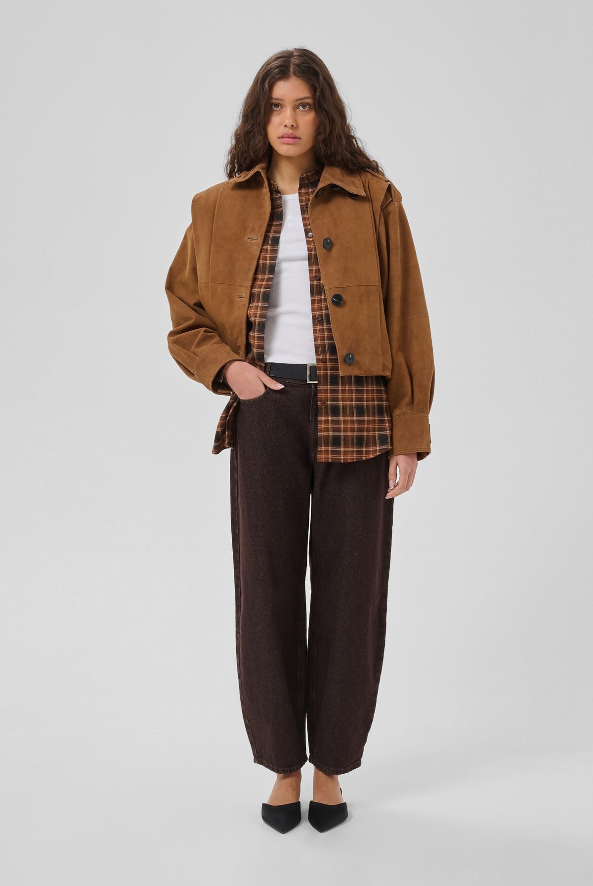 MWPetra Suede Pleat Jacket Bison - 181027 - 10705709