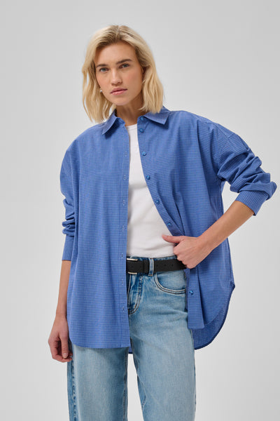 MWIlse Boxy Shirt Clear Blue Check - 109861 - 10705802 Thumbnail