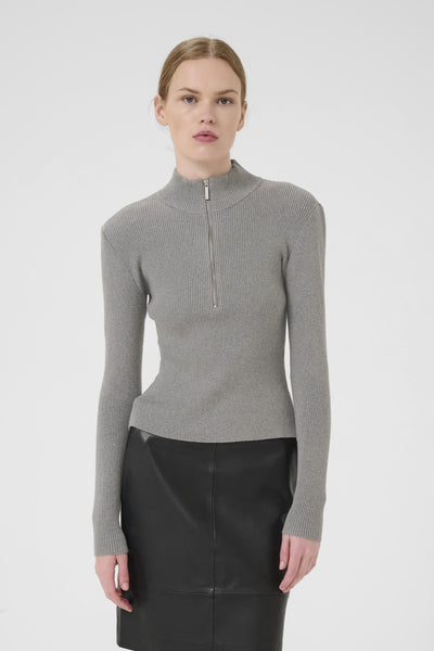 YasmiaGZ zipper pullover NOOS Gråmelerad - 10909819 Thumbnail