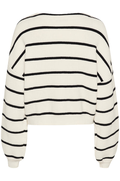 MebaGZ cardigan randig NOOS Egret med svarta ränder - 10909824 Thumbnail