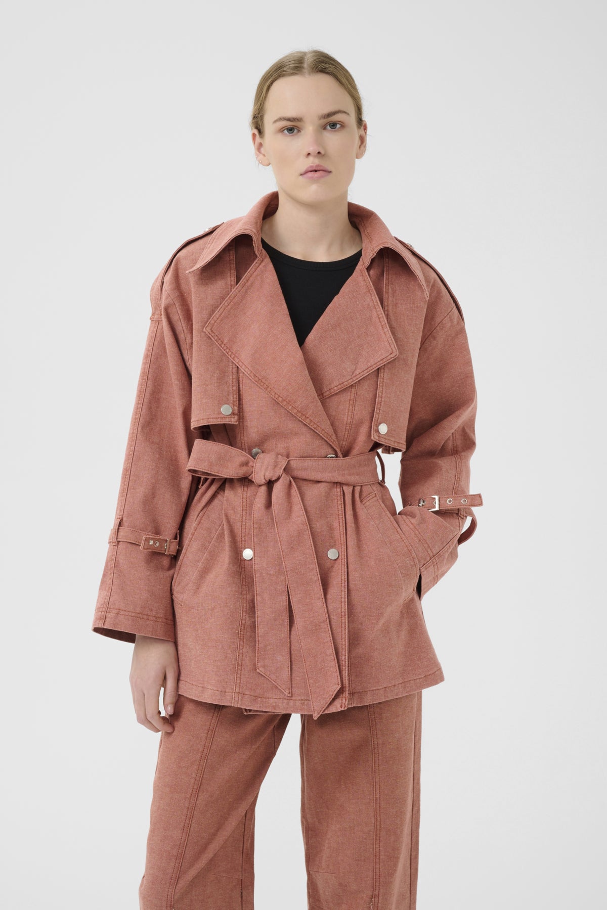 GZopa trenchcoat Rose powder structure denim - 10909925