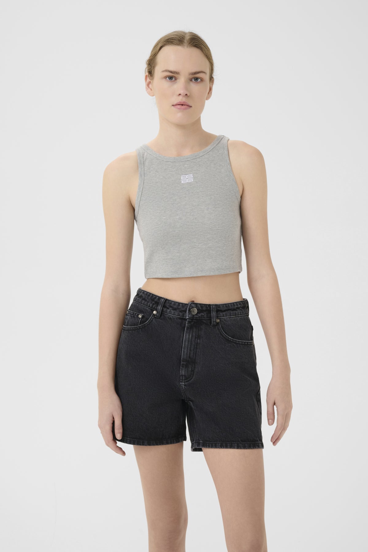 GZdrew mel logo crop top Gråmelerad