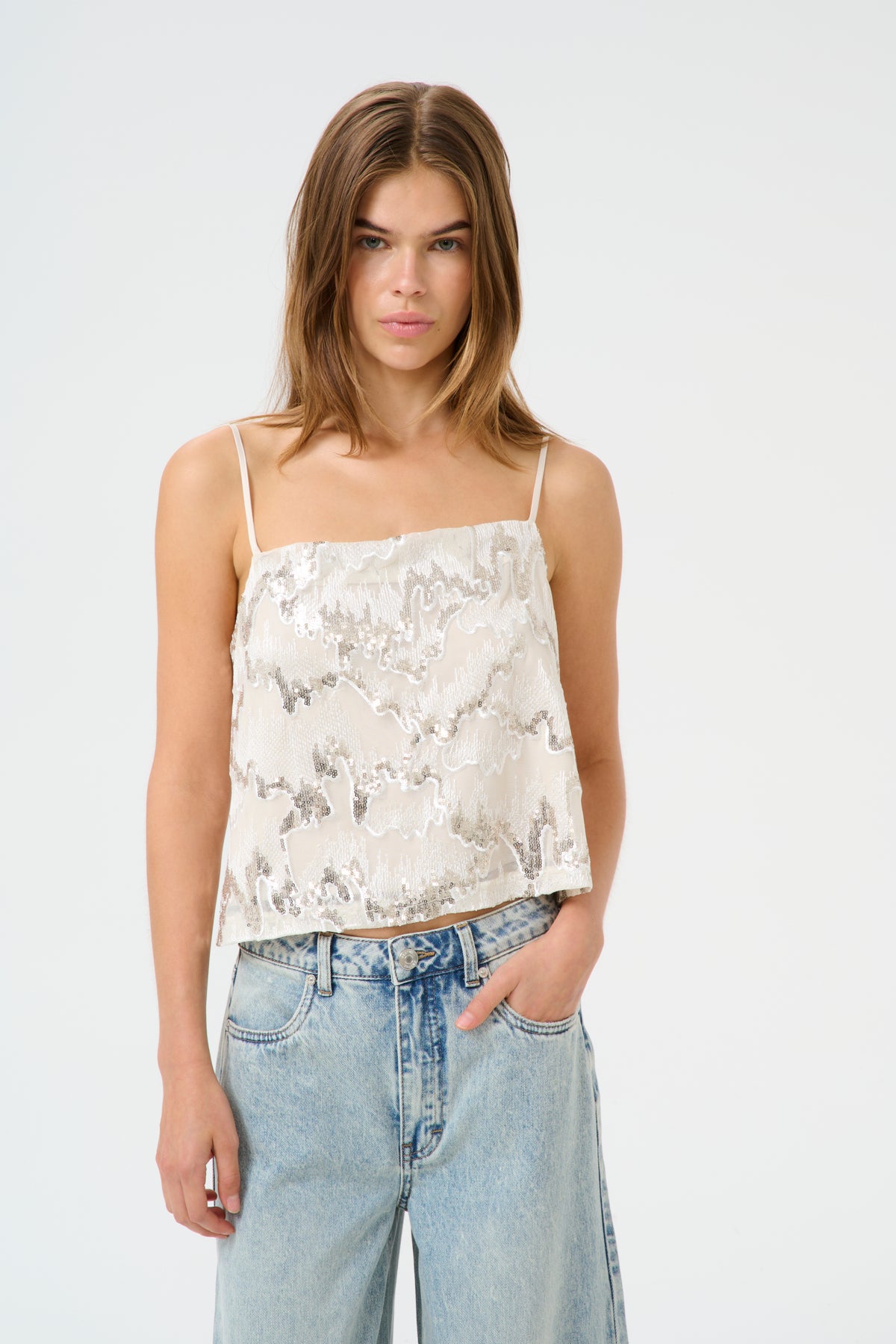 GZsagina singlet top Birch med paljetter