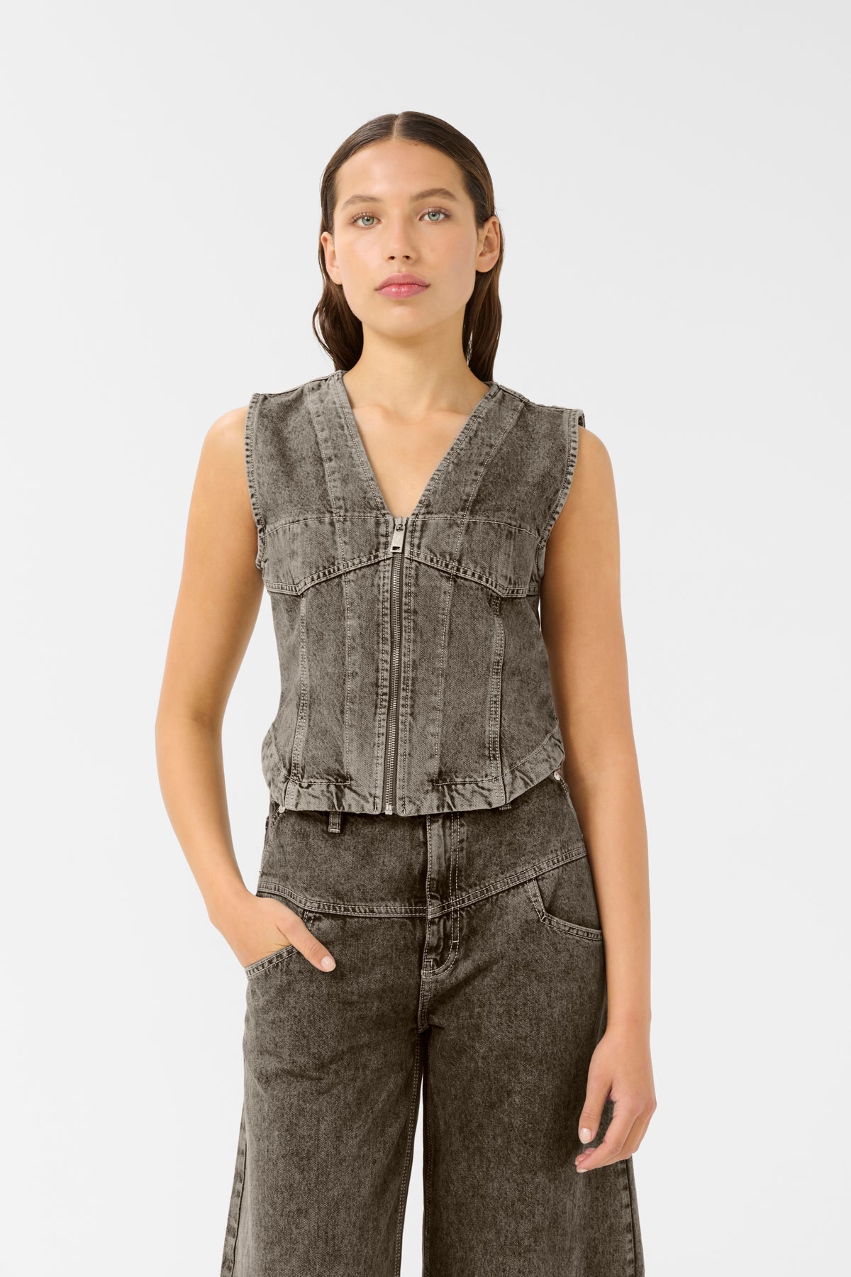 GZjosie väst Greige denim wash - 10910304