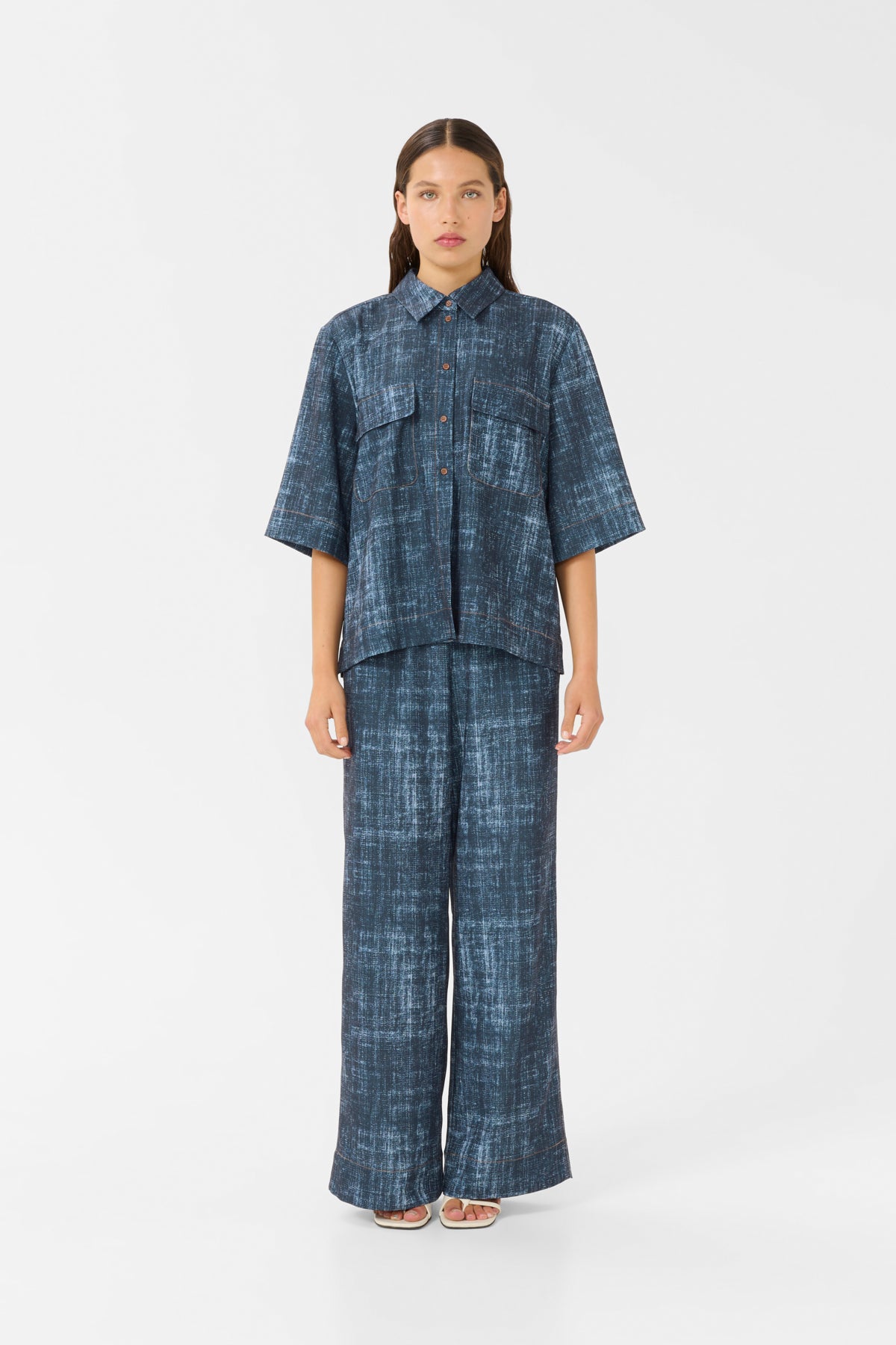 GZdemia P SS-skjorta Dark denim structure - 10910409