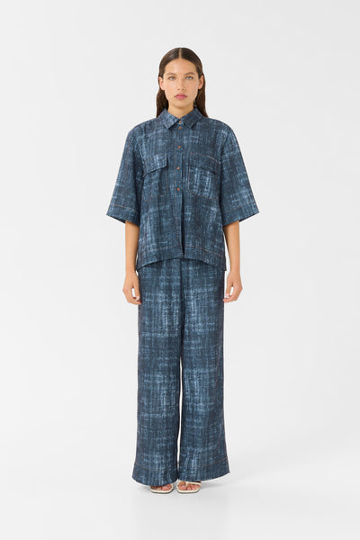GZdemia P SS-skjorta Dark denim structure - 10910409 Thumbnail