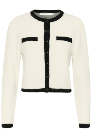 GZalpha ls contrast cardigan Ivory/Black comb - 10910459