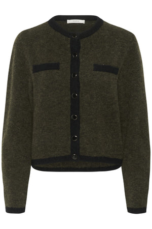 GZalpha ls contrast cardigan Olive Mèlange/Black - 10910459