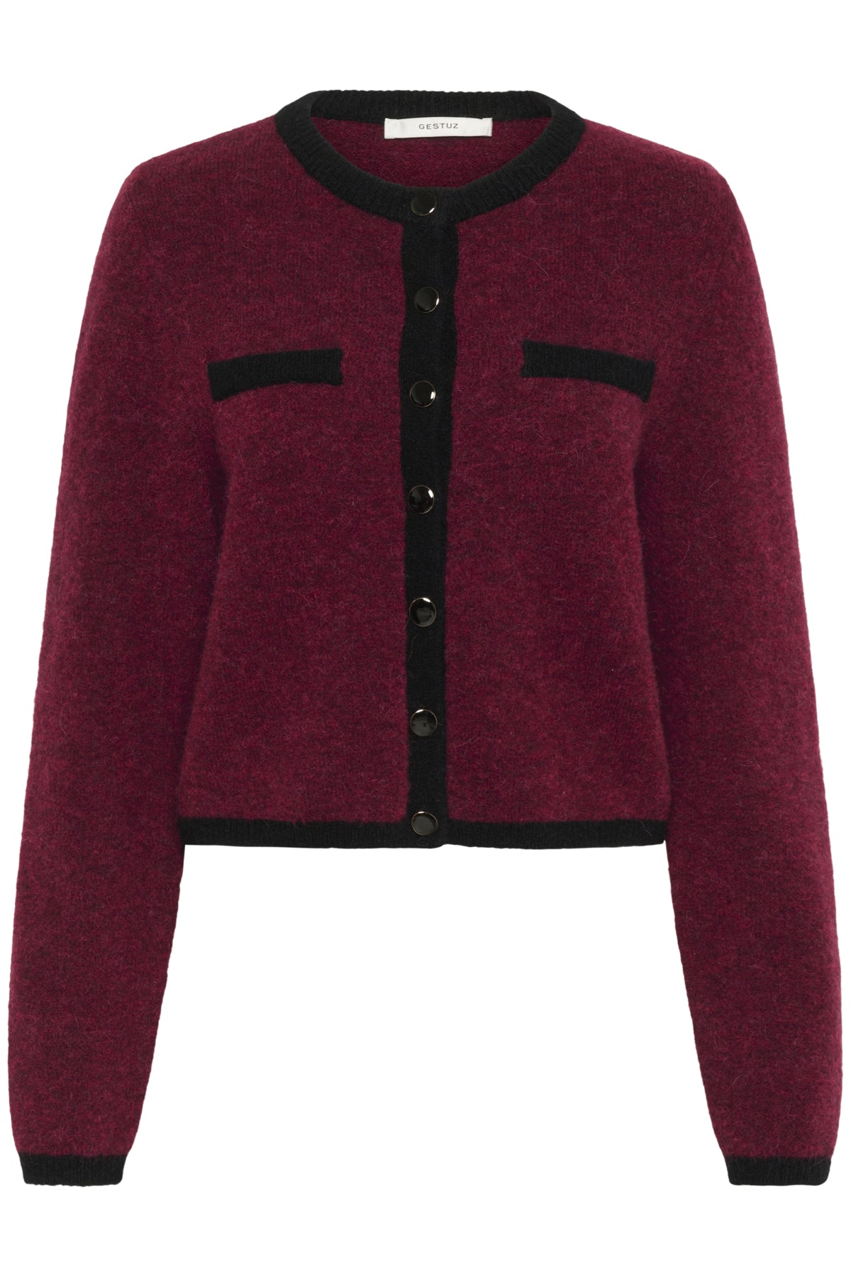 GZalpha ls contrast cardigan Blood Red Melange/Black - 10910459