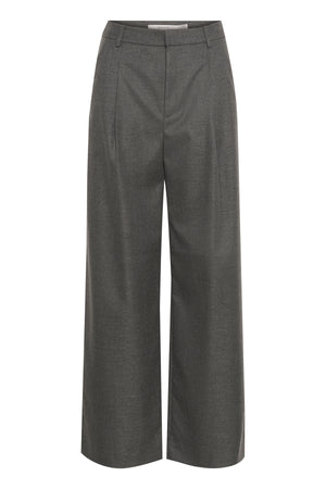 GZpaula melange MW wide pants Mörkgråmelerad - 10910494