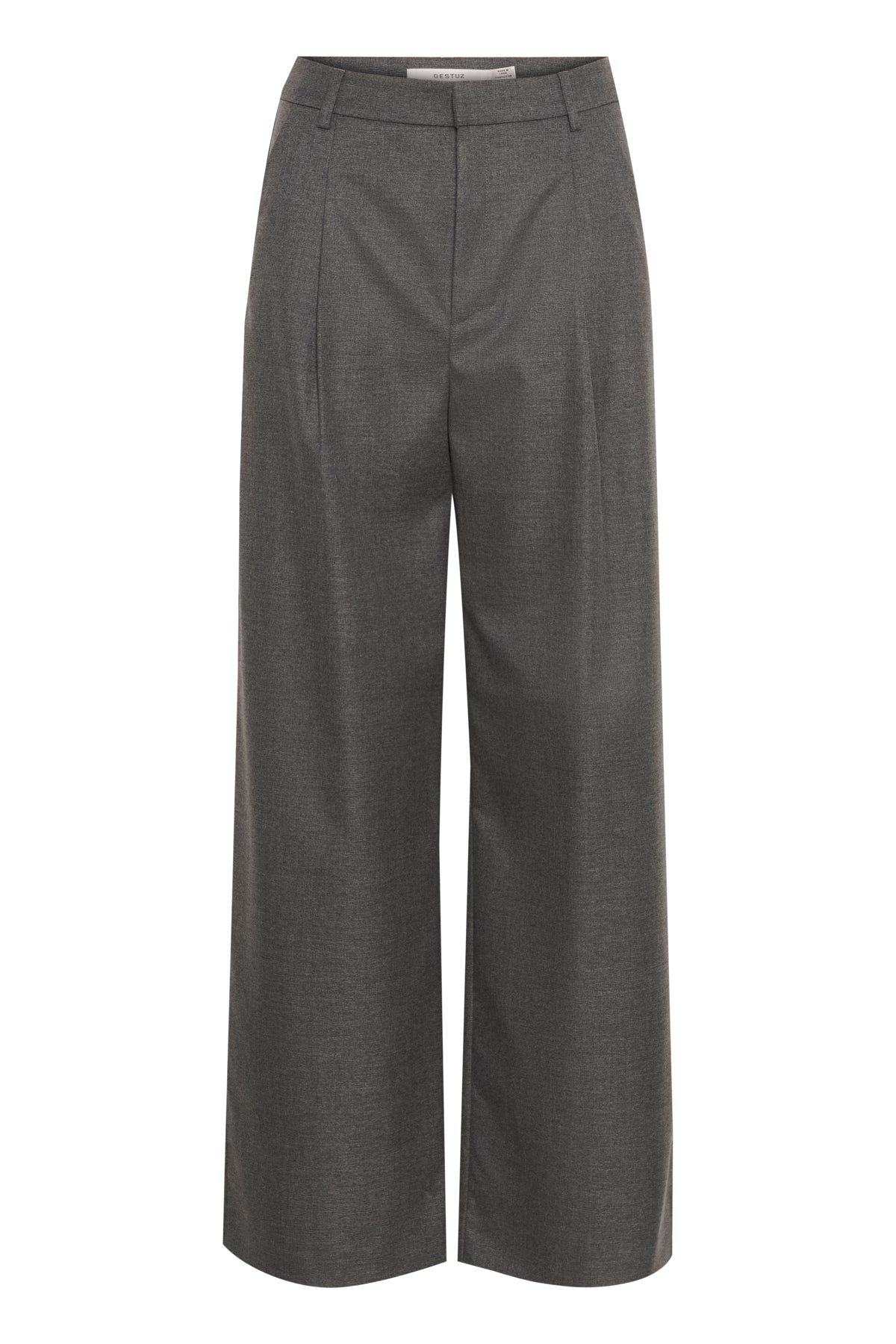 GZpaula melange MW wide pants Mörkgråmelerad - 10910494