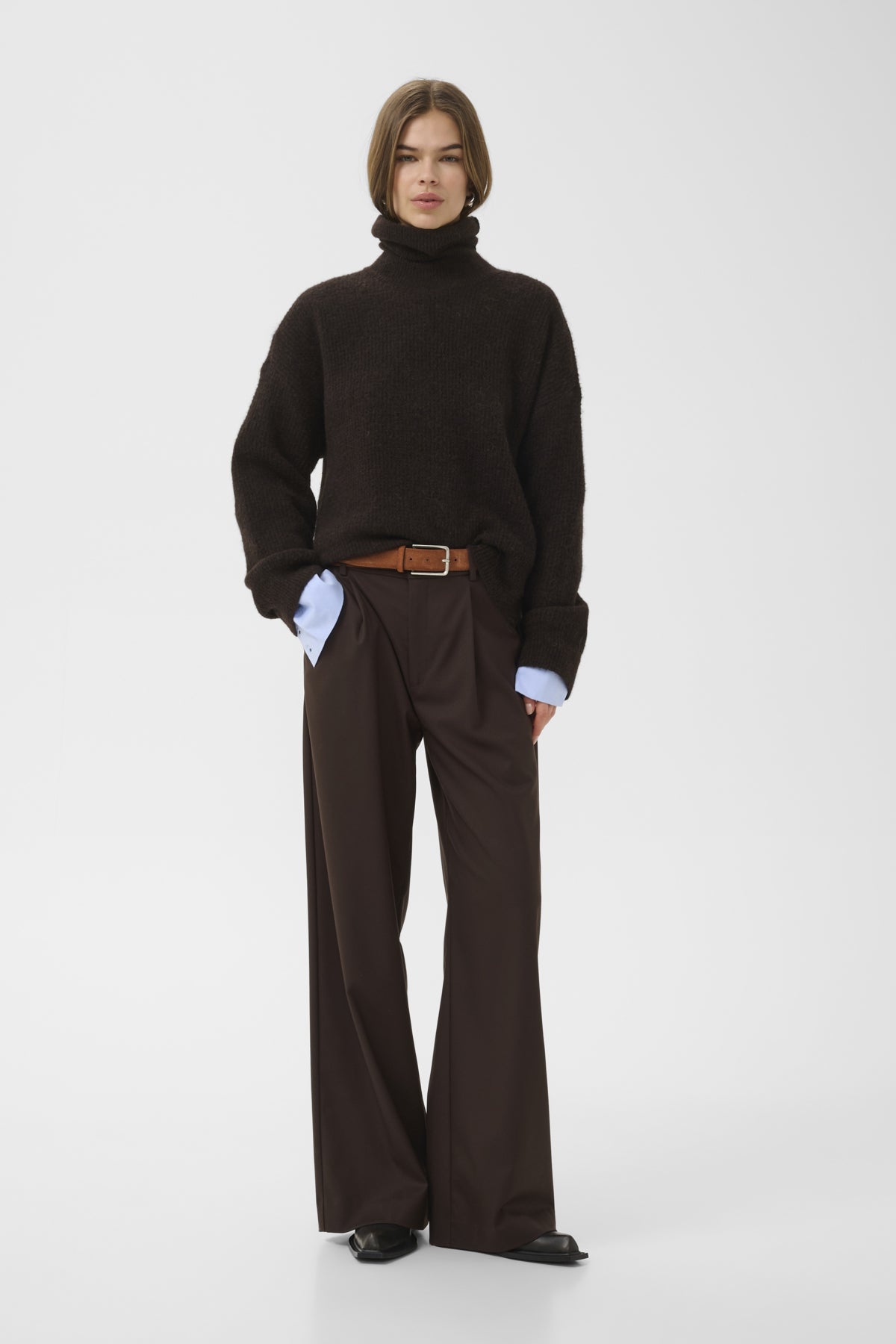 GZpaula melange MW wide pants Molé - 191106 - 10910494